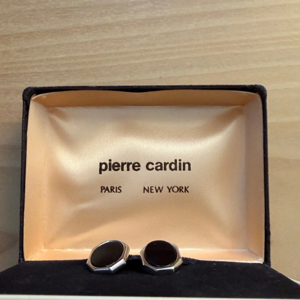 Pierre Cardin Cuff Links  Black Silver